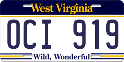 WV license plate OCI919