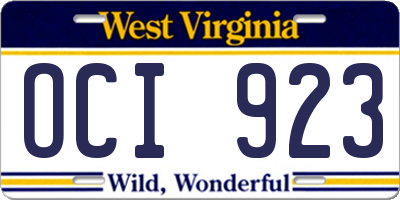 WV license plate OCI923
