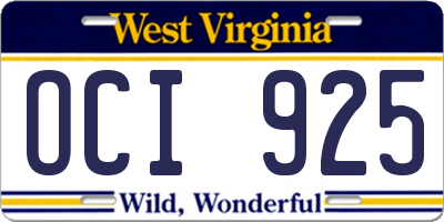 WV license plate OCI925