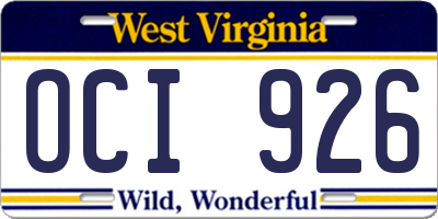 WV license plate OCI926