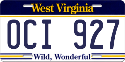 WV license plate OCI927