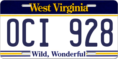 WV license plate OCI928