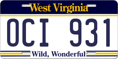 WV license plate OCI931