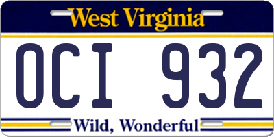 WV license plate OCI932