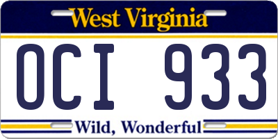 WV license plate OCI933
