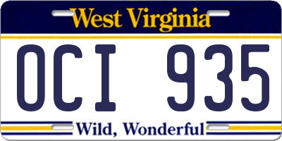WV license plate OCI935