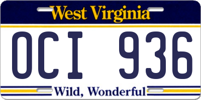 WV license plate OCI936