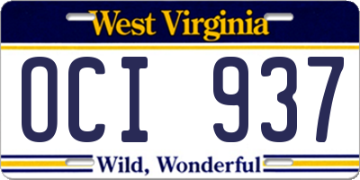 WV license plate OCI937