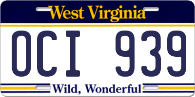 WV license plate OCI939