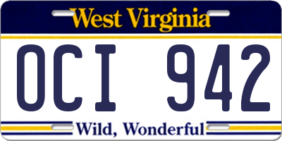 WV license plate OCI942