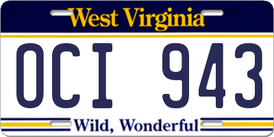 WV license plate OCI943