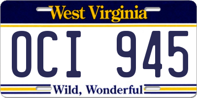 WV license plate OCI945