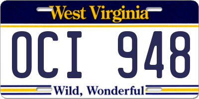 WV license plate OCI948