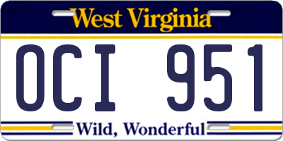WV license plate OCI951