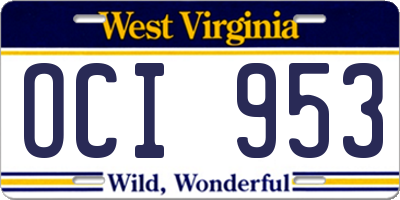 WV license plate OCI953