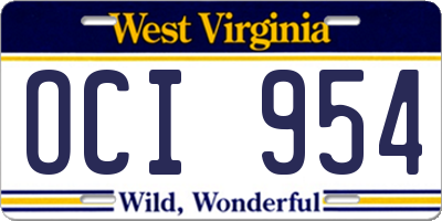WV license plate OCI954