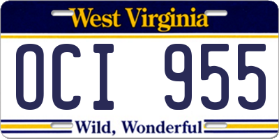 WV license plate OCI955