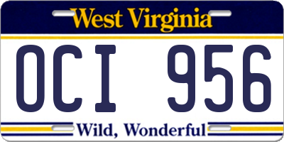 WV license plate OCI956