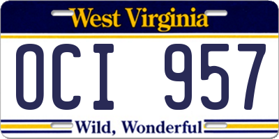 WV license plate OCI957