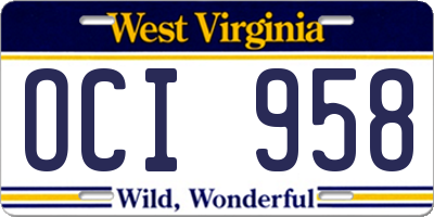 WV license plate OCI958