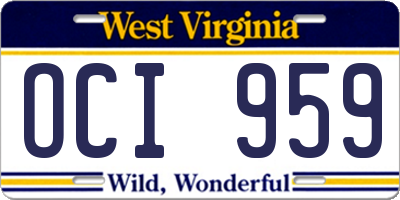 WV license plate OCI959