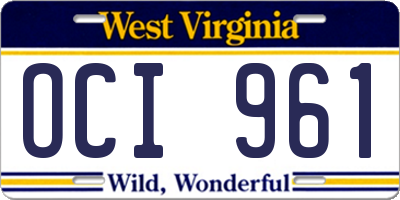 WV license plate OCI961