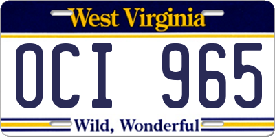 WV license plate OCI965