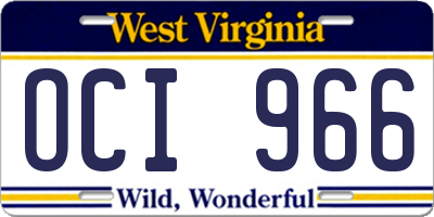 WV license plate OCI966