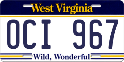 WV license plate OCI967