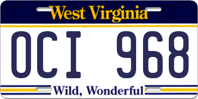 WV license plate OCI968