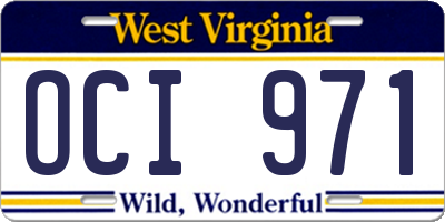 WV license plate OCI971