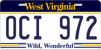 WV license plate OCI972