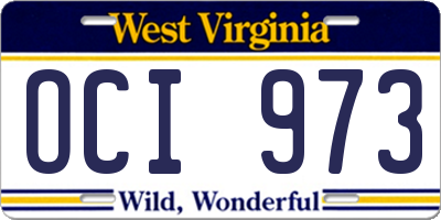 WV license plate OCI973