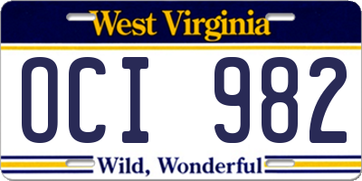 WV license plate OCI982