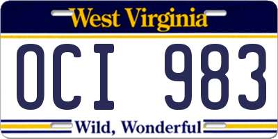 WV license plate OCI983