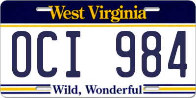 WV license plate OCI984