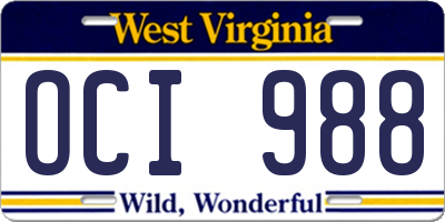 WV license plate OCI988