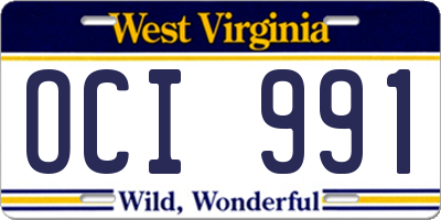 WV license plate OCI991