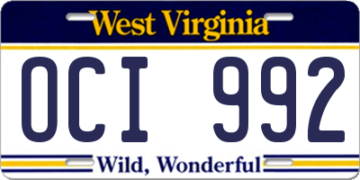 WV license plate OCI992