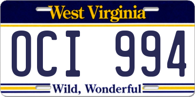 WV license plate OCI994