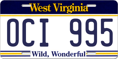 WV license plate OCI995