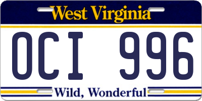 WV license plate OCI996