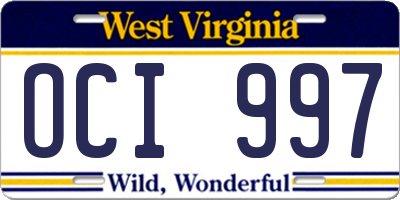 WV license plate OCI997