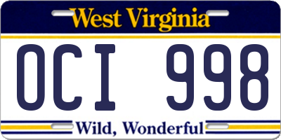 WV license plate OCI998