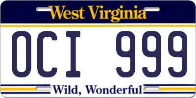 WV license plate OCI999