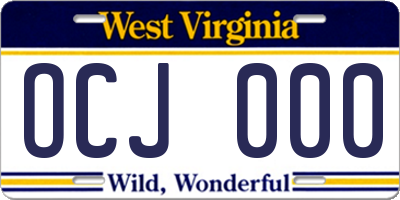 WV license plate OCJ000