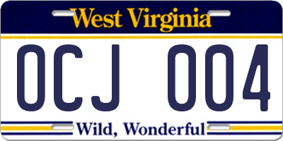 WV license plate OCJ004