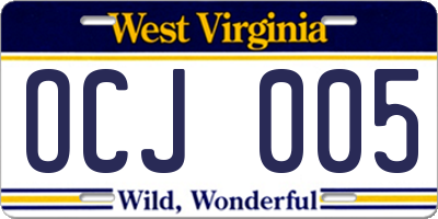 WV license plate OCJ005