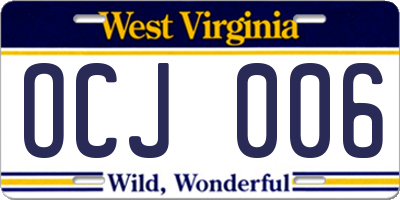 WV license plate OCJ006