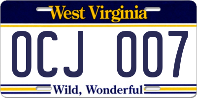 WV license plate OCJ007